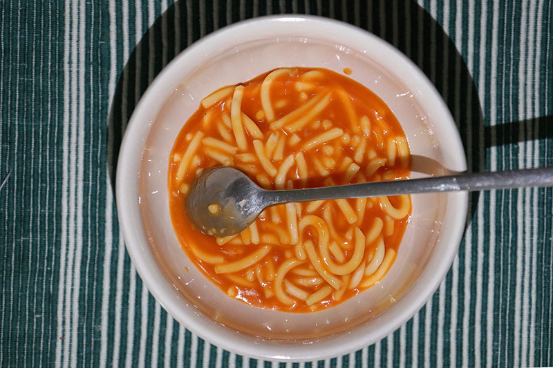 Flavourless canned spaghetti