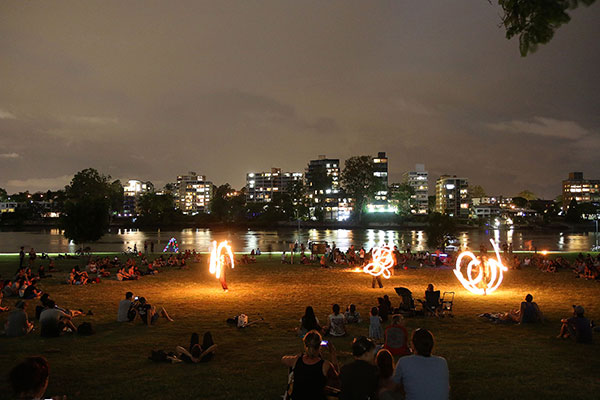 Fire twirlers at West End Fire Festival