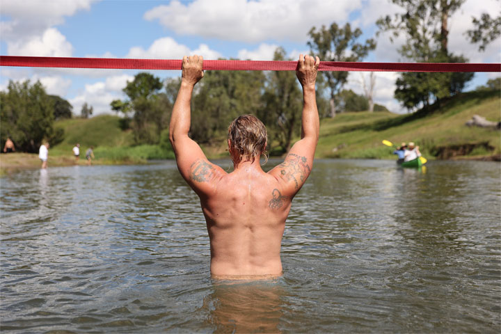 Slackline, Twin Bridges Recreational Area, Brisbane Valley Rail Trail