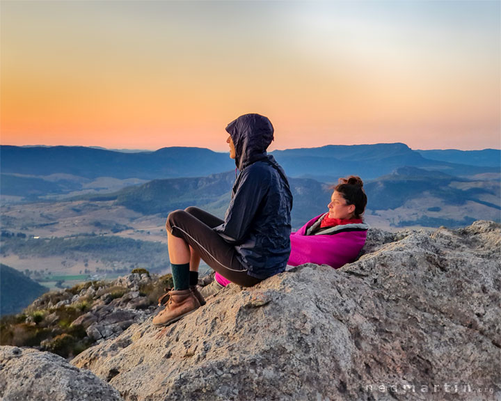 Bronwen & Carissa watching the sun rise from Mt Maroon