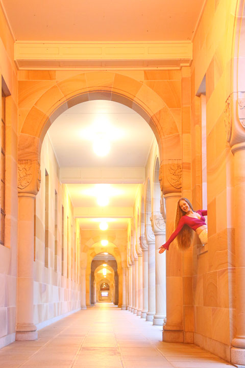 Bronwen in the Great Court at UQ