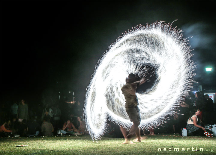 Fire twirling at Burleigh Bongos