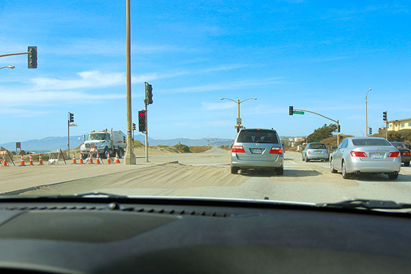 Driving into San Francisco the sandy way