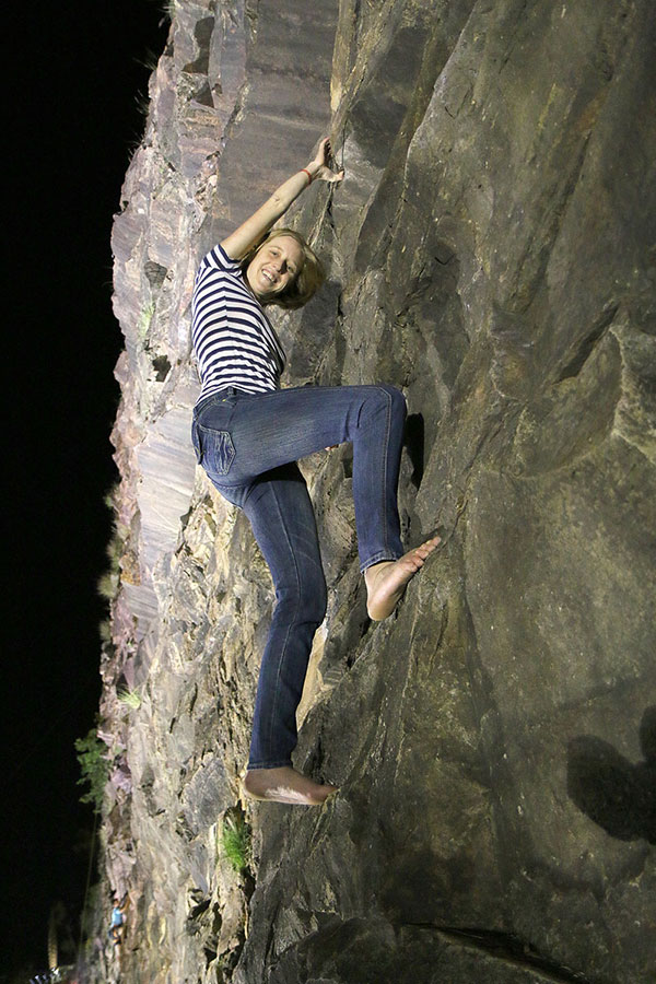 Bronwen climbing at Sunset Gathering
