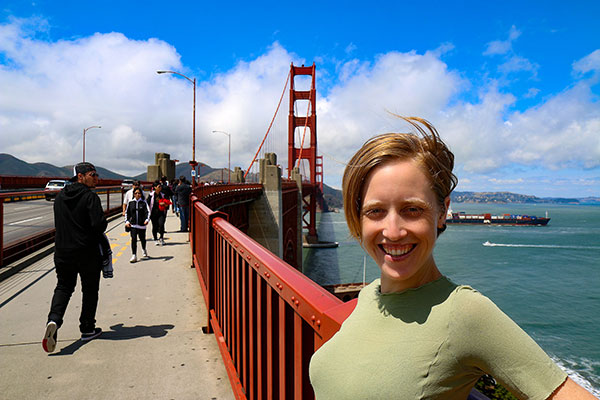Bronwen on the Golden Gate Bridge
