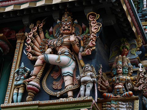 Carvings on the outside of Meenakshi Amman Temple, Madurai