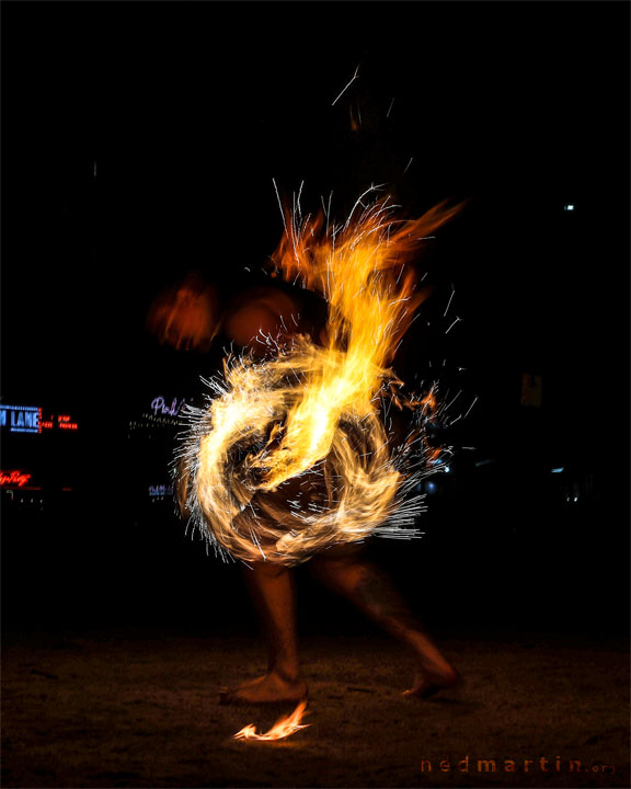 Fire twirling at Burleigh Bongos