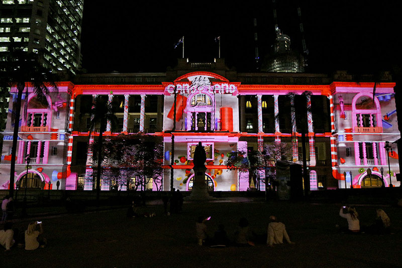 Projecting lights onto The Treasury