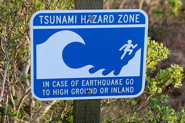 Tsunami hazard zone. In case of earthquake, panic because it is very, very flat here and the nearest high ground is miles away