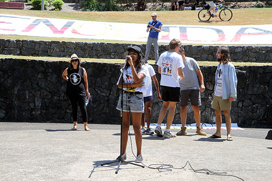 Aboriginal protesters in Emma Miller Place