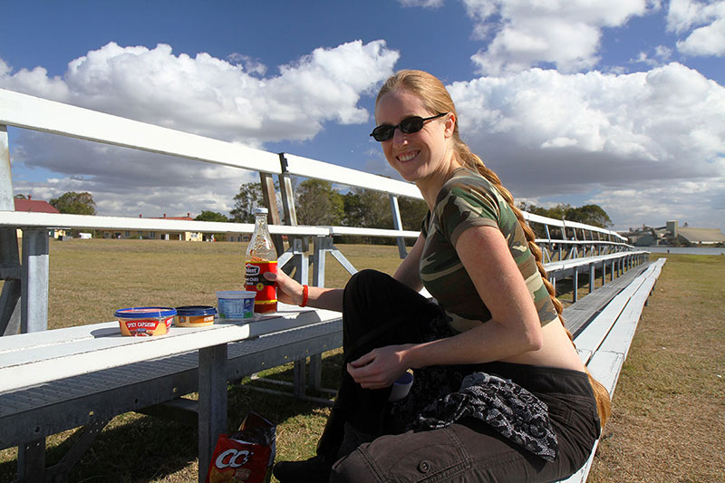 Bronwen with our picnic, Fort Lytton