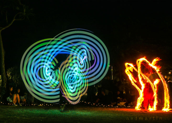 Fire twirling at Burleigh Bongos