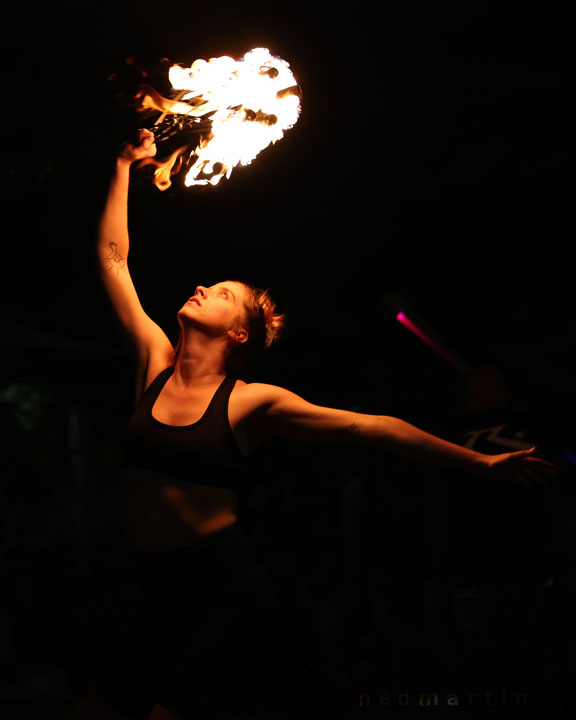 Fire twirling at Burleigh Bongos