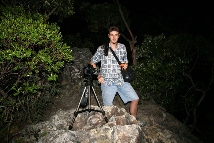 Ned on Mount Tibrogargan at night