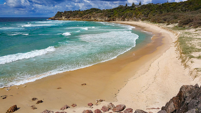 Looking along the beach