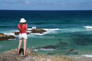 Bronwen playing with her new camera on Stradbroke Island