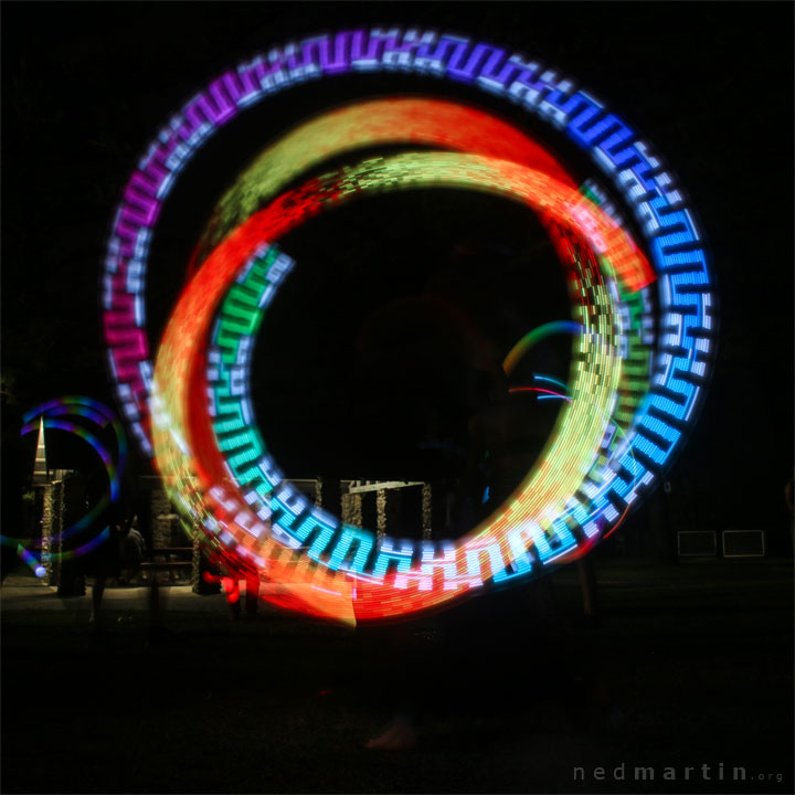 Fire twirling at Burleigh Bongos, Justins Park, Burleigh Heads