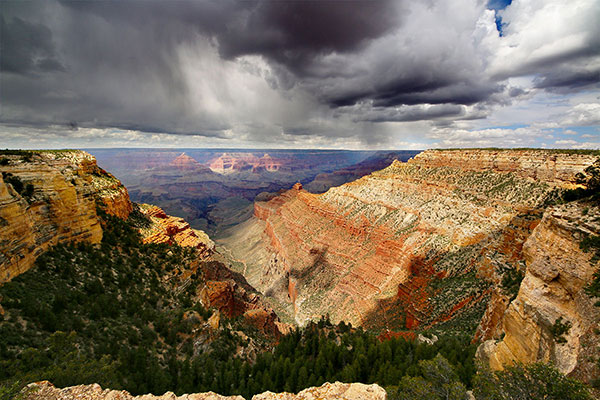 Storm clouds gathering over the Grand Canyon