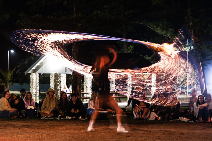 Fire twirling at Burleigh Bongos