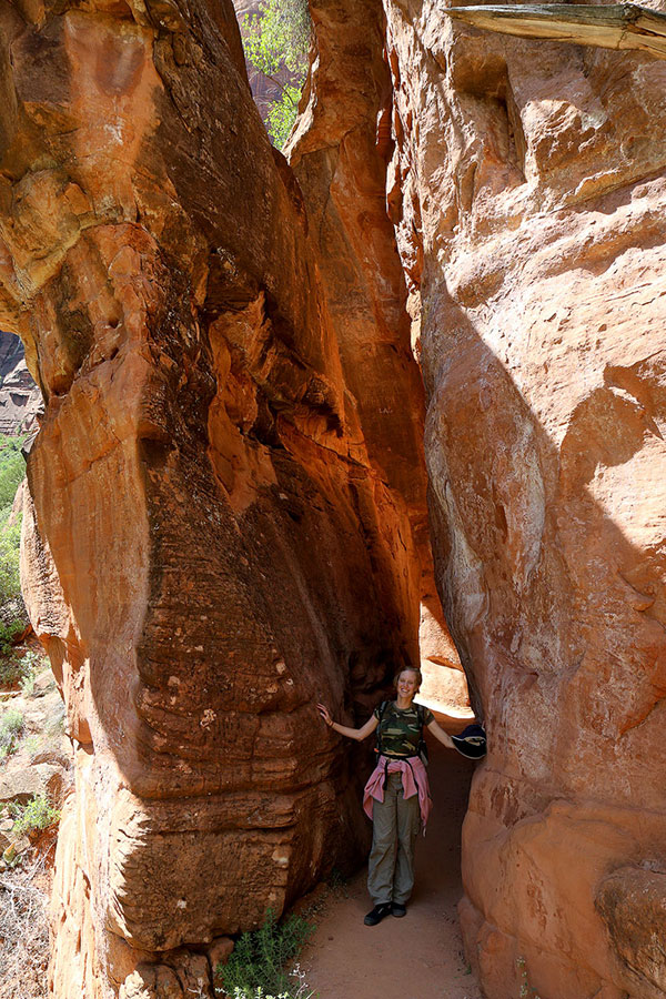 Bronwen walking through Zion National Park