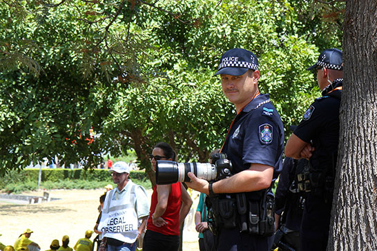 The police photograph protesters