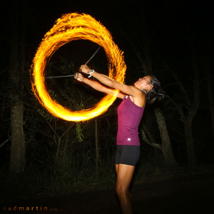 Wendy trying valiantly to contain her unexpectedly dangerous fire