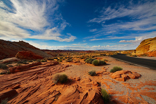 The road through the Valley of Fire State Park