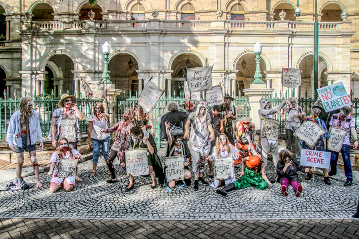 Zombies of the Climate ApoCOALypse, Extinction Rebellion protest, Speakers Corner, Brisbane