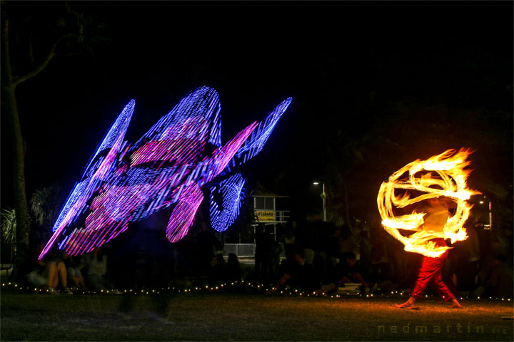 Fire twirling at Burleigh Bongos