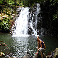 Bronwen & a waterfall on Coomera Creek