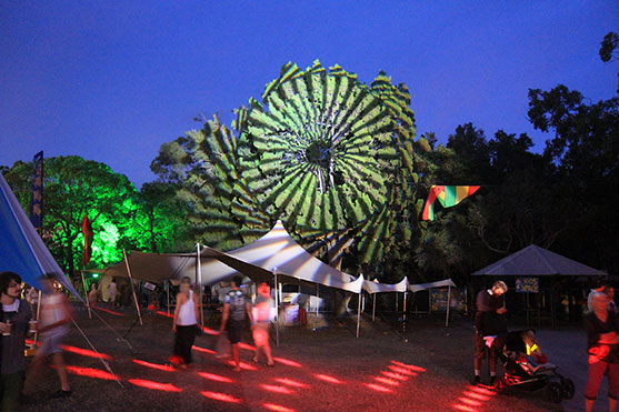 One of the many tree projections at Island Vibe Festival
