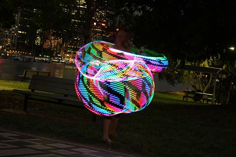 LED hoops at Sunset Gathering