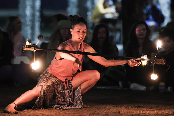 Fire twirling at Burleigh Bongos