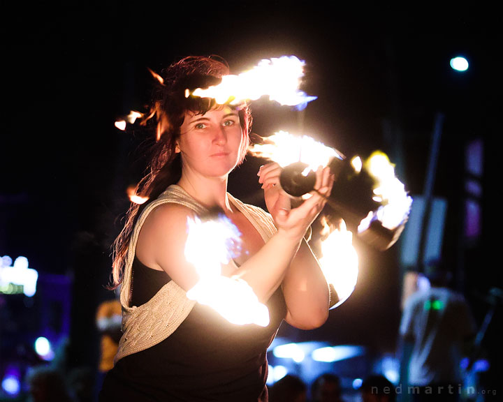 Fire twirling at Burleigh Bongos