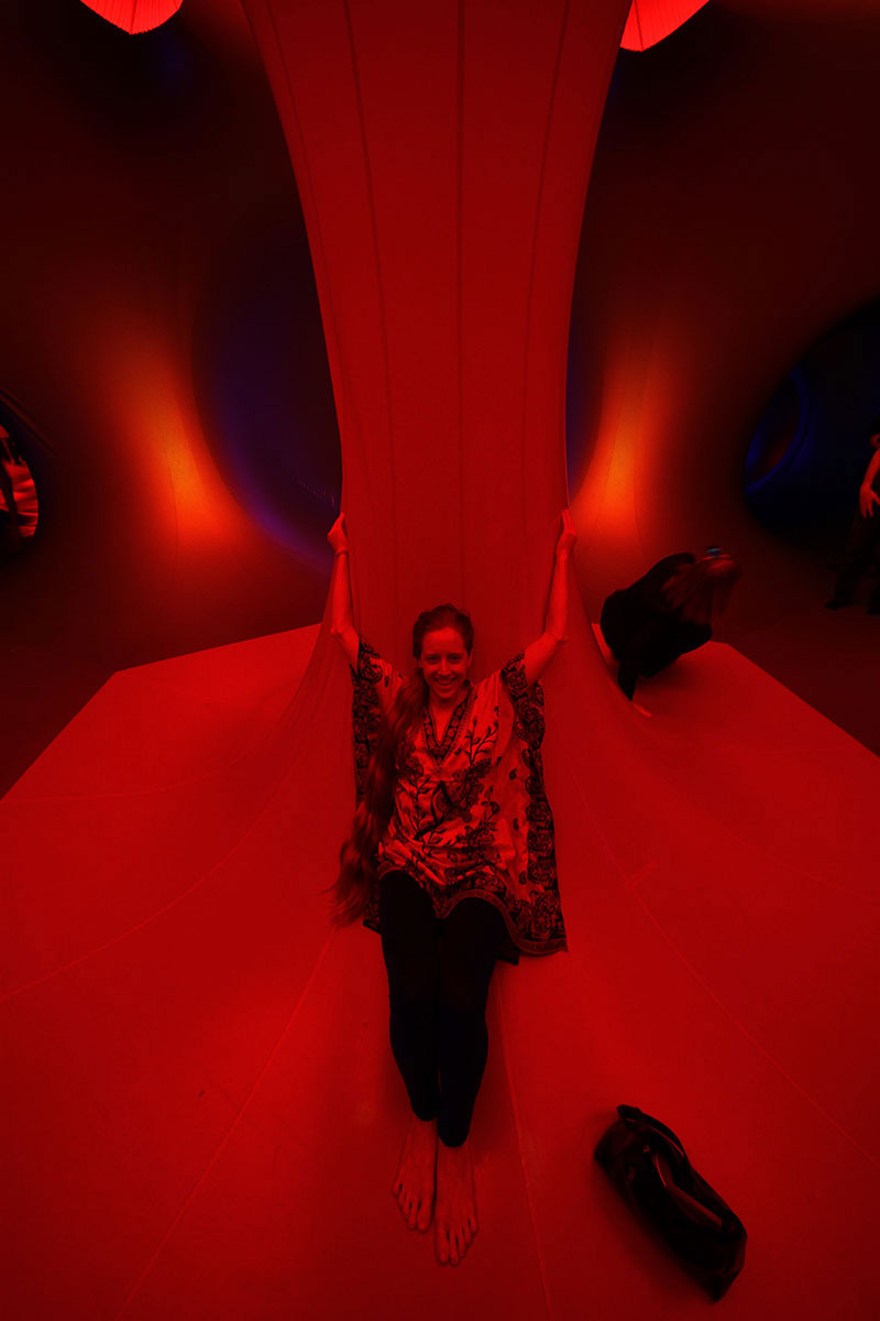 Bronwen in the Exxopolis Luminarium, South Bank