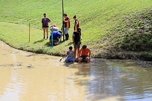 Festivalgoers cooling off