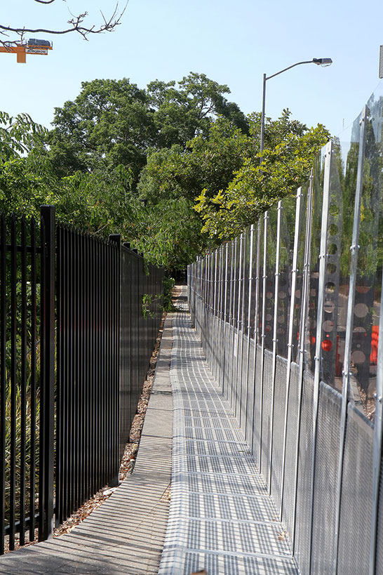 Fencing along the back of South Bank