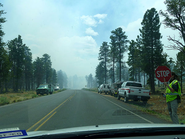 Parts of the road were closed due to planned burning