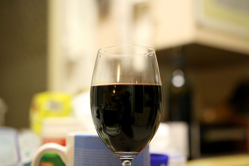 A wine glass inside