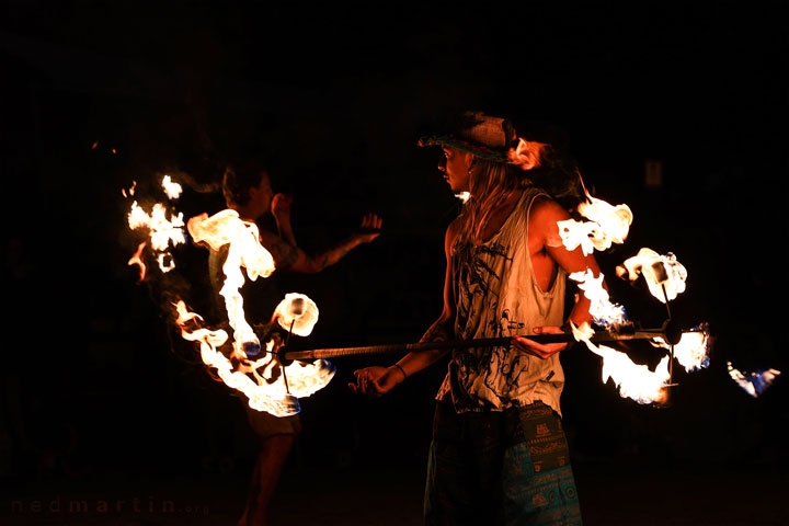 Fire twirling at Burleigh Bongos