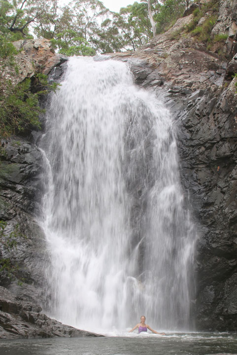 Bronwen swimming at Cedar Creek Falls