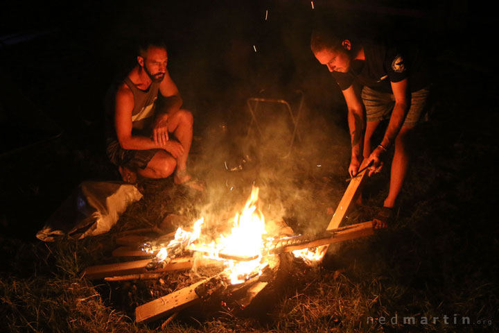 Ben & Tim being men and making fire for the women