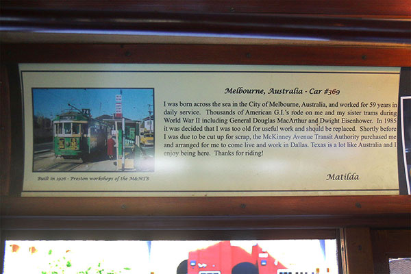 Information inside the Melbourne tram
