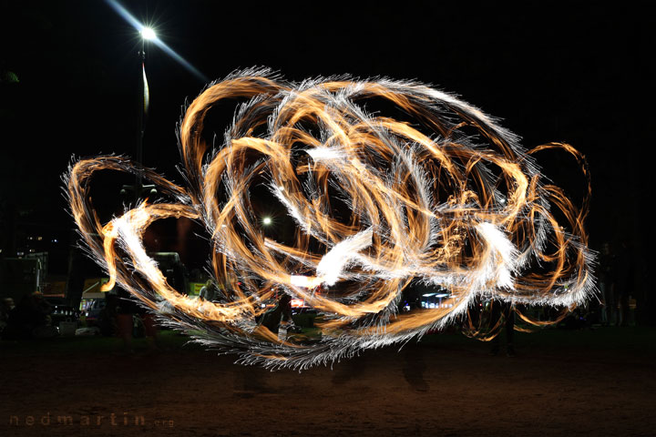 Fire twirling at Burleigh Bongos