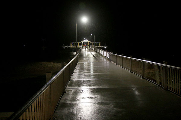 Rain on the jetty in Redcliffe