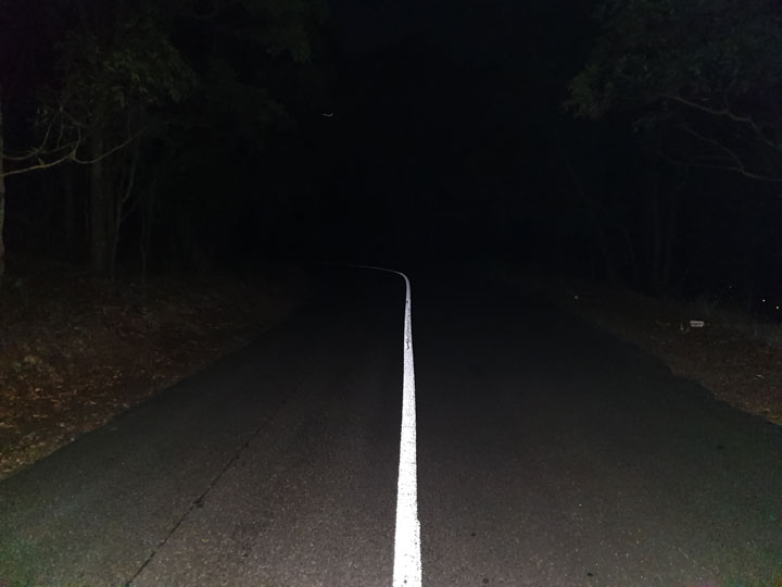 The closed road at night on Mt Gravatt