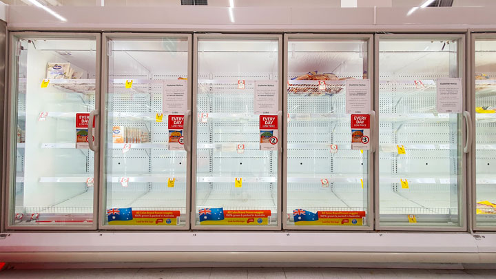 Empty freezers at Coles