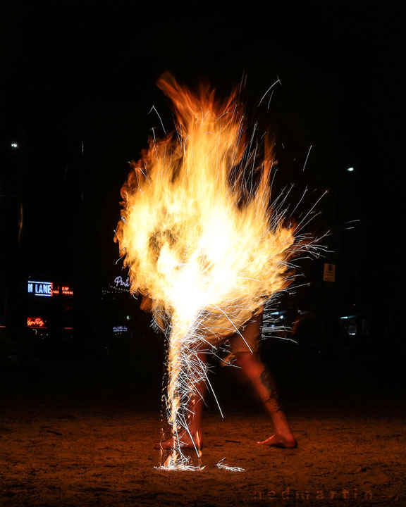 Fire twirling at Burleigh Bongos