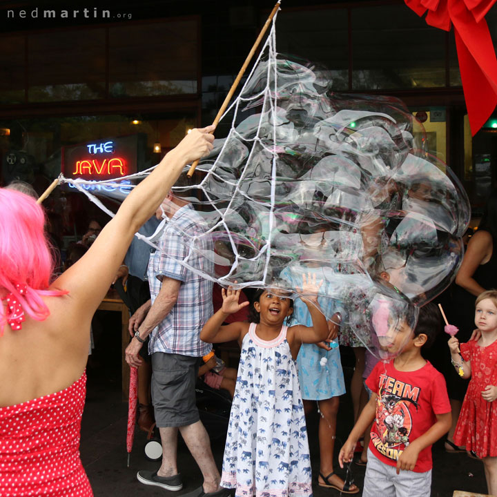 Miss Bubbles’ many bubbles at the Paddington Christmas Fair