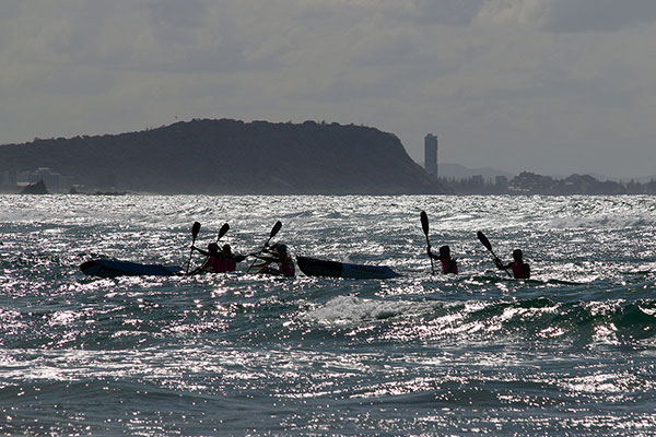 Paddling in the ocean